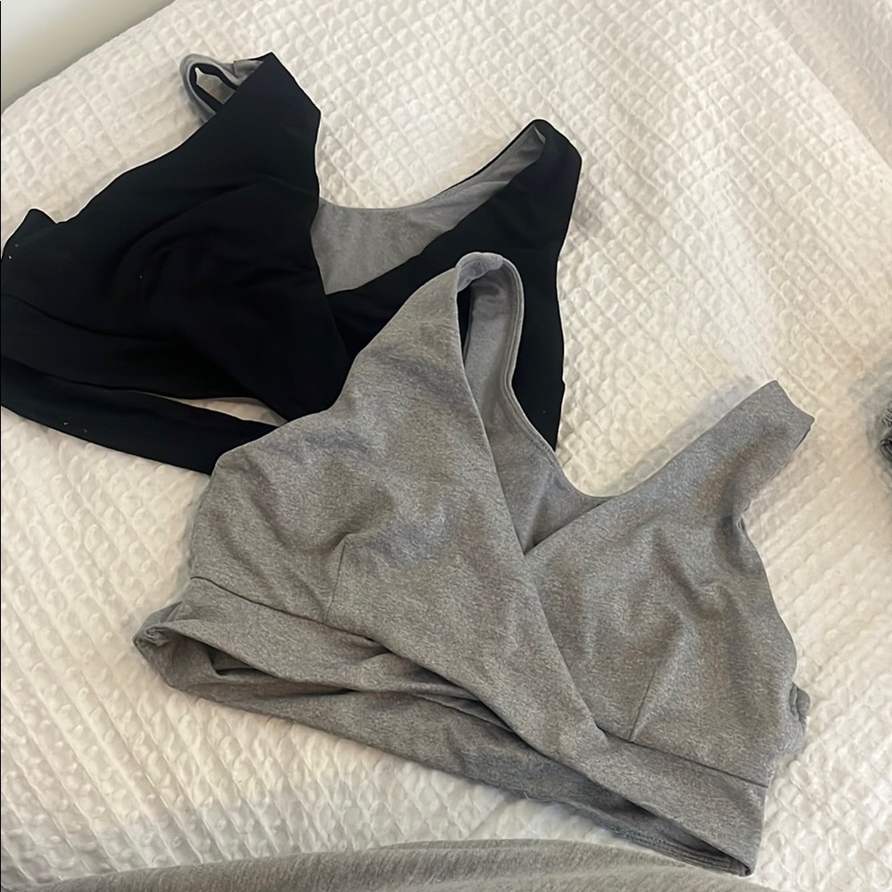 Born Primitive Black and Gray Asymmetrical Wrap Crop Top